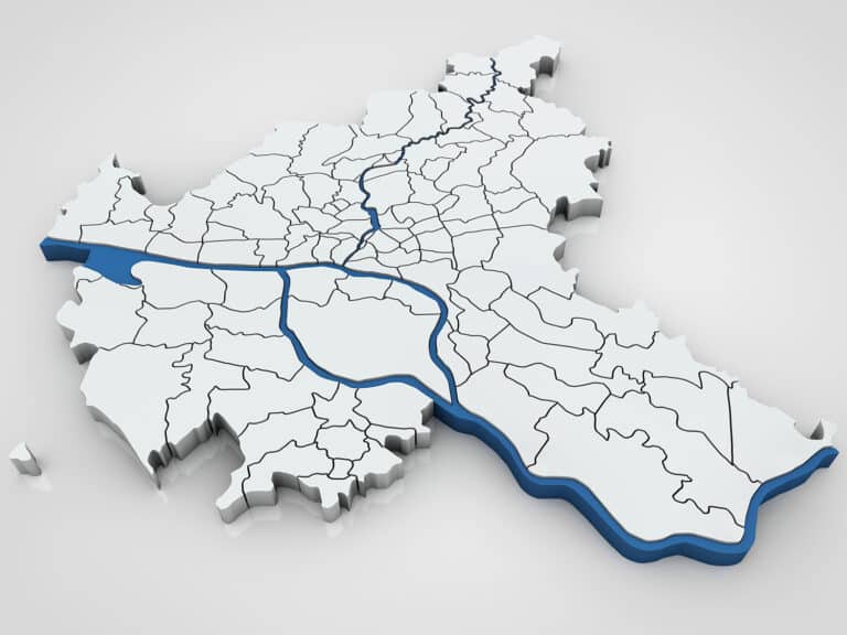Eine dreidimensionale Karte von Norddeutschland in den Baltz Firmenfarben